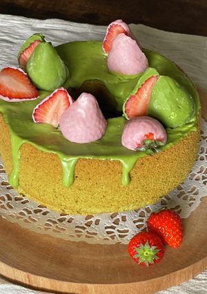 苺と抹茶のシフォンケーキ-レシピのメイン写真