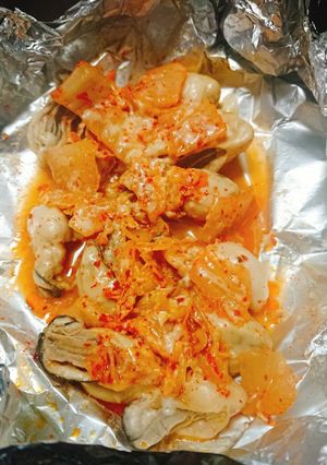 簡単☆牡蠣とキムチのチーズホイル焼き-レシピのメイン写真
