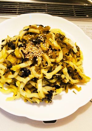 酒のツマミにも!高菜うどん!-レシピのメイン写真