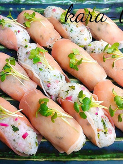 簡単♪ラディッシュ混ぜご飯生ハムおにぎり-レシピのメイン写真