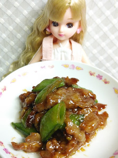リカちゃん♡スナップエンドウ牛肉オイ炒め-レシピのメイン写真