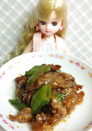 リカちゃん♡スナップエンドウ牛肉オイ炒め-レシピのメイン写真