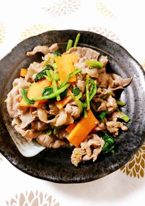 豚こま肉とかぶの葉のワサポン-レシピのメイン写真