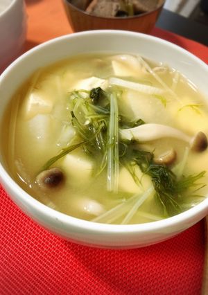 水菜とぶなしめじのお味噌汁-レシピのメイン写真