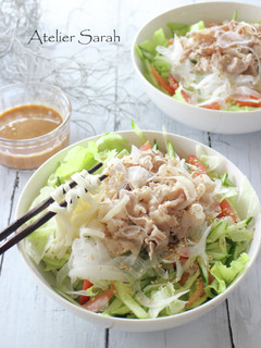 乾麺活用!豚しゃぶサラダうどん-レシピのメイン写真