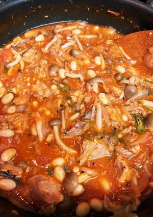 鯖水煮缶と大豆水煮缶で簡単トマトスープ-レシピのメイン写真