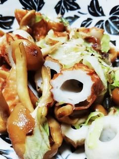 なめことちくわとキャベツのバター炒め-レシピのメイン写真