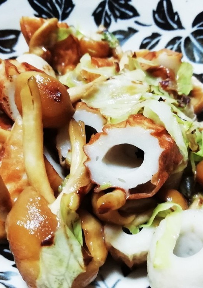 なめことちくわとキャベツのバター炒め-レシピのメイン写真