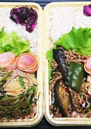 【夫婦弁当⑳】麻婆茄子と栃尾揚の白だし煮-レシピのメイン写真