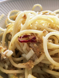 サバ&ネギパスタ ペペロンチーノ風-レシピのメイン写真