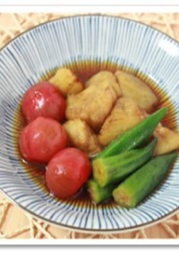 皮むき茄子とオクラとトマトの冷やし鉢-レシピのメイン写真