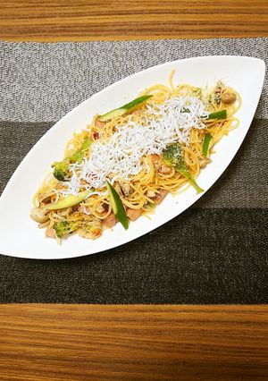 ヨウサマの減塩きのこペペロンチーノパスタ-レシピのメイン写真