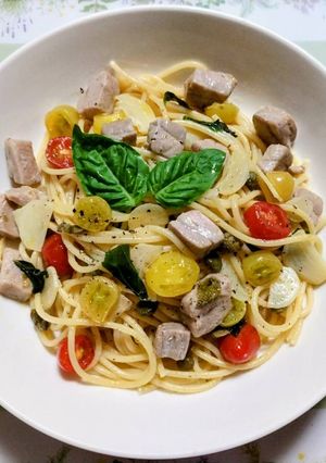 暑い日に食べたい夕飯トマトマグロのパスタ-レシピのメイン写真