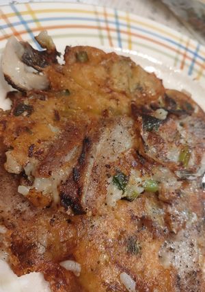 残ったご飯ともんじゃ粉でお好み焼きもどき-レシピのメイン写真