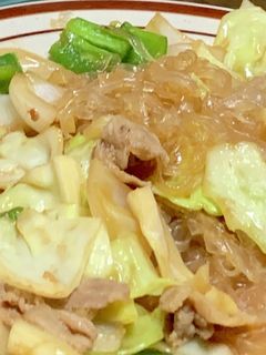 葛きりに回鍋肉かけて-レシピのメイン写真