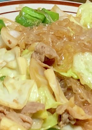 葛きりに回鍋肉かけて-レシピのメイン写真
