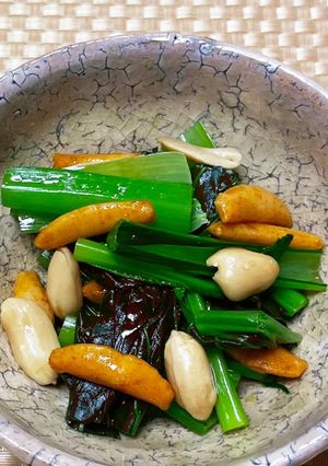 小松菜と柿の種の和え物-レシピのメイン写真