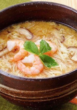 簡単☆ えび＆きのこ 卵とじにゅうめん-レシピのメイン写真