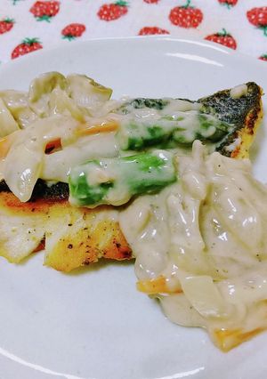 セイゴのいろいろ野菜クリームソースかけ-レシピのメイン写真