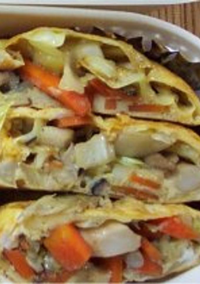 野菜炒めの卵巻き-レシピのメイン写真