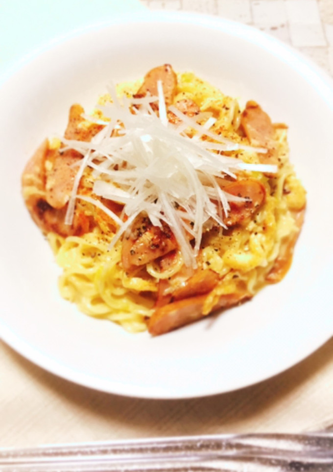 焼きそばぬるぬる和風カルボ-レシピのメイン写真