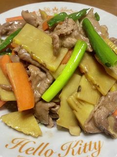 俺流!筍と豚こま肉にオイスターソース炒め-レシピのメイン写真