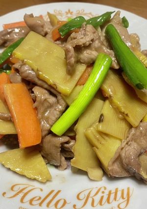 俺流！筍と豚こま肉にオイスターソース炒め-レシピのメイン写真