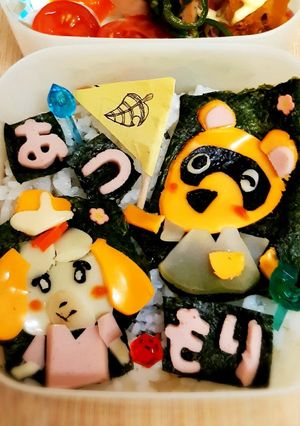 簡単キャラ弁当☆あつ森たぬきち・しずえ　-レシピのメイン写真