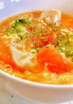 トマトとささみのにんにく卵スープ♡-レシピのメイン写真