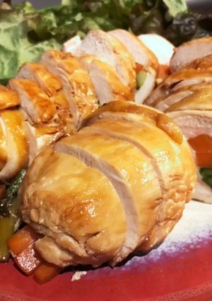 鶏胸肉で野菜チキンロール照り焼き-レシピのメイン写真