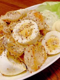 【簡単】鶏むね肉と茹で卵のマスタード和え-レシピのメイン写真