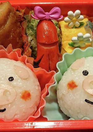 ぶたさんのおにぎり弁当!-レシピのメイン写真