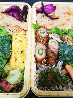 【夫婦弁当22】筍ご飯とアスパラ肉巻き-レシピのメイン写真