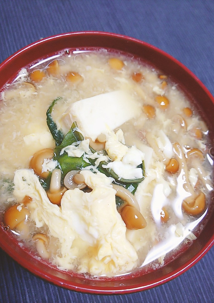 簡単あったか ナメコと豆腐のかき玉汁-レシピのメイン写真