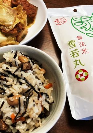 ちょいまんま無洗米雪若丸でひじきご飯-レシピのメイン写真