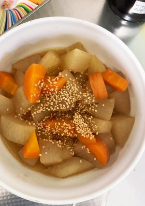 全てレンジ食べ切り量味染み大根人参の煮物-レシピのメイン写真