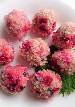 米粉(道明寺)。あじさい華しゅうまい-レシピのメイン写真