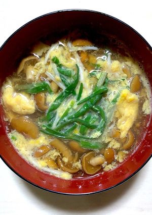 なめことエノキと浅葱のかきたま汁-レシピのメイン写真