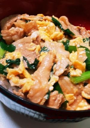 ランチに簡単！パパッと豚ニラ玉丼-レシピのメイン写真