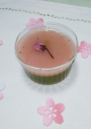 嚥下食★桜と抹茶の二色羊羮風-レシピのメイン写真