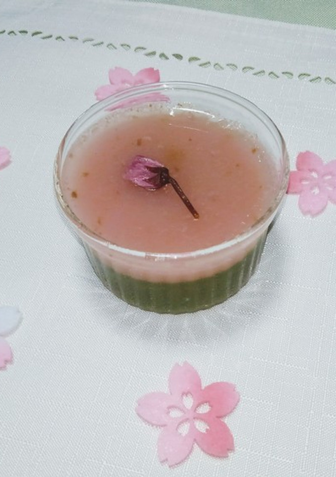 嚥下食★桜と抹茶の二色羊羮風-レシピのメイン写真