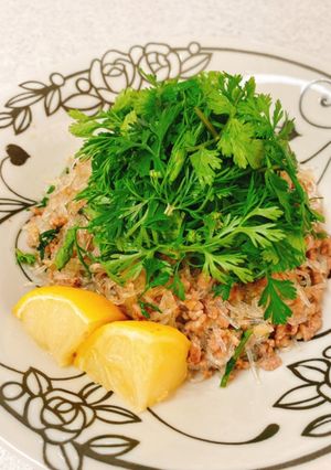 パクチーモリモリ♪ひき肉と春雨炒め-レシピのメイン写真