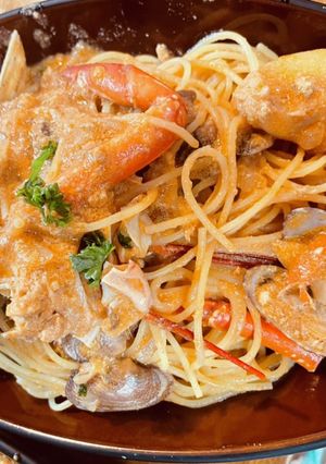 海老の頭とアサリでトマトクリームパスタ-レシピのメイン写真