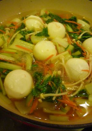 サッパリ美味しい~~♪お団子で、お野菜鍋-レシピのメイン写真