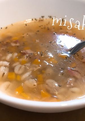 簡単☆押し麦のコンソメスープ☆-レシピのメイン写真