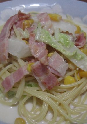 簡単☆白菜とコーンのクリームスープパスタ-レシピのメイン写真