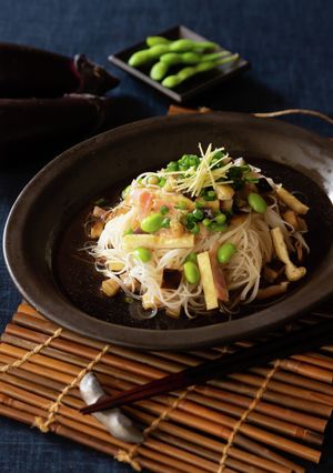 めんつゆで簡単!なすと枝豆の冷製ビーフン-レシピのメイン写真