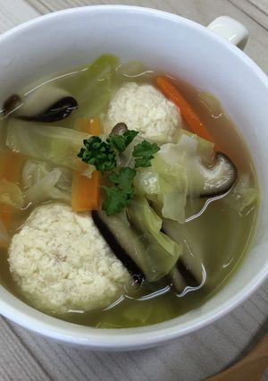 豆腐団子の洋風スープ(大人用)-レシピのメイン写真