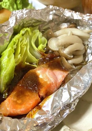 鮭と春キャベツのごま味噌ホイル焼き*+-レシピのメイン写真