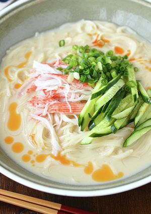 きゅうりとカニカマのピリ辛豆乳そうめん-レシピのメイン写真